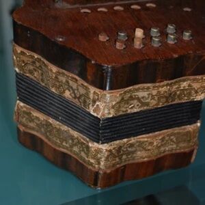 Antique wooden and paper accordion - non working / decorative.